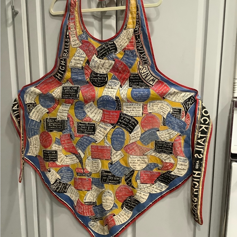 Cavallini & Co. Vintage Bartender Graphic Apron Measures: 46 1/2"L x 31"W